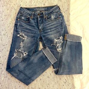 AE Destroyed Straight Leg Jeans